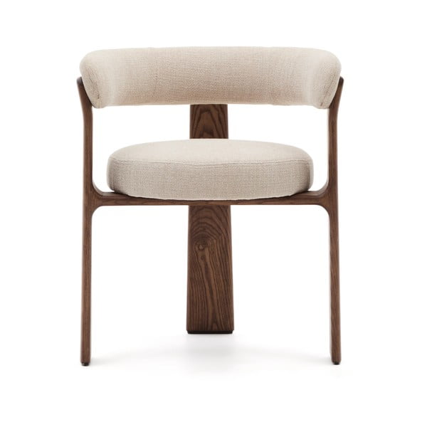 Rjav/bež jedilni stol z nasloni za roke iz masivnega jesena Granite – Kave Home-image-4