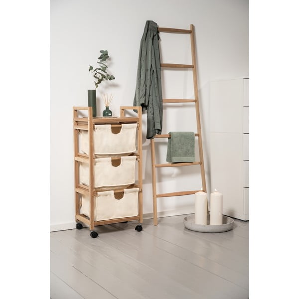 Bež v naravni barvi nizka kopalniška omarica iz masivne akacije 44x96 cm Acina – Wenko-image-1