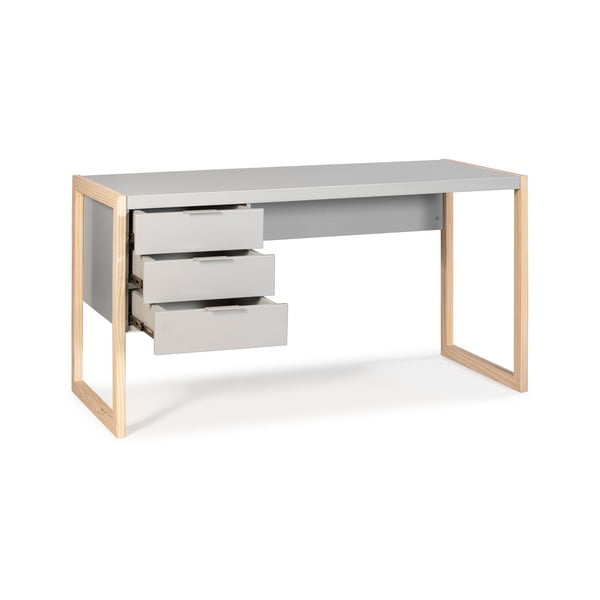 Siva pisalna miza z nogami iz borovega lesa Marckeric Frank-image-4