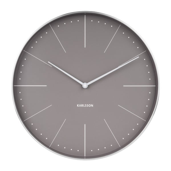 Siva stenska ura s srebrnimi detajli Karlsson Normann, ⌀ 38 cm