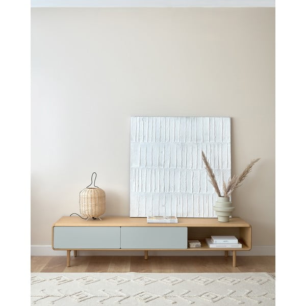 TV omarica v jesenovem dekorju v sivi in naravni barvi  180x41x42 cm Anielle – Kave Home-image-1