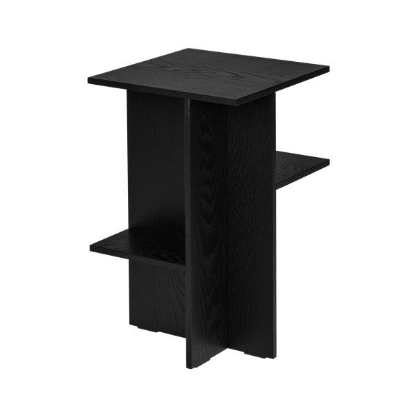 Črna nočna omarica v hrastovem dekorju s policami Atik – noo.ma-image-3