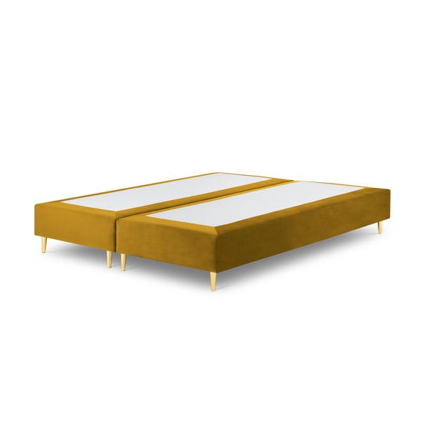 Gorčično rumena žametna zakonska postelja Milo Casa Lia, 180 x 200 cm