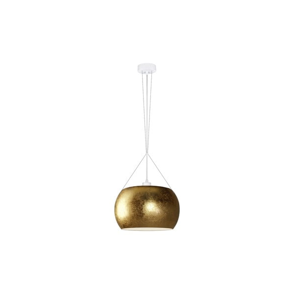 Zlata viseča svetilka z belim kablom Sotto Luce MOMO