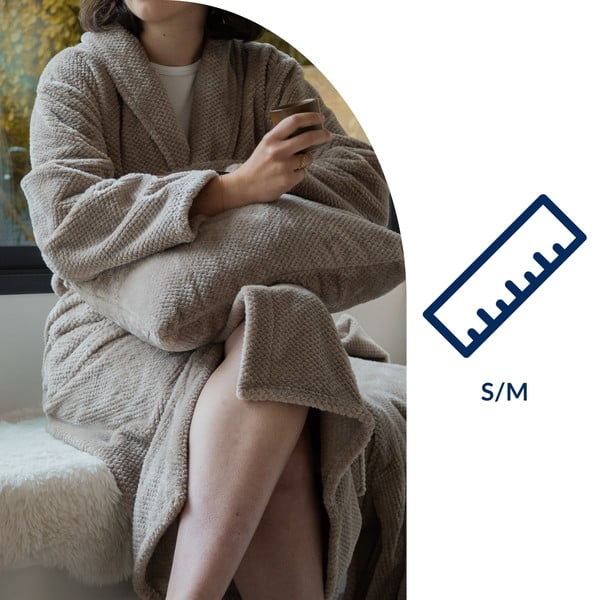 Sivorjav kopalni plašč iz mikropliša velikosti S/M Pippa – Tiseco Home Studio-image-4