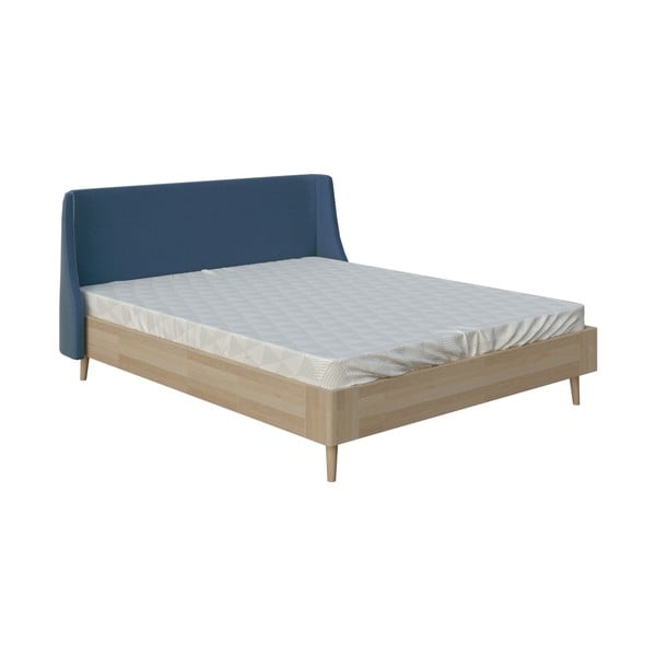 Modra zakonska postelja ProSpánek Lagom Side Wood, 180 x 200 cm