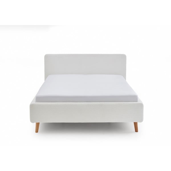 Bela oblazinjena zakonska postelja s prostorom za shranjevanje z letvenim dnom 180x200 cm Mattis – Meise Möbel-image-3