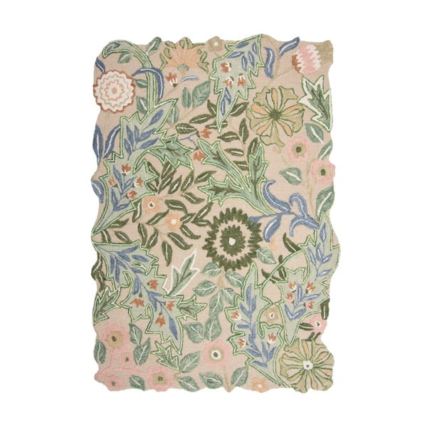 Zelena ročno tkana volnena preproga 200x290 cm Bryony Shaped Floral – Flair Rugs