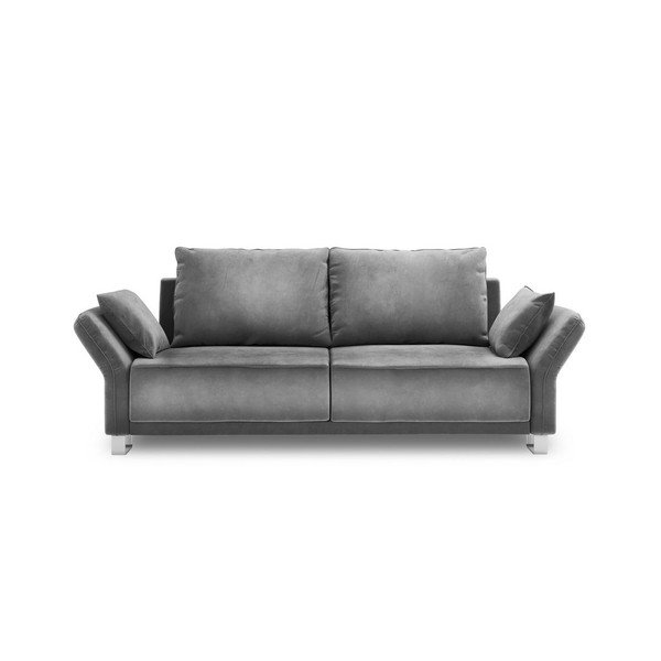 Siva trisedežna zofa z žametnim oblazinjenjem Windsor & Co Sofas Pyxis