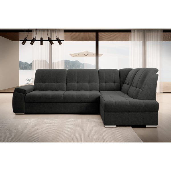 Temno siva raztegljiva/s prostorom za shranjevanje kotna sedežna garnitura (desni kot/v obliki črke L) Sado – ELTAP-image-3