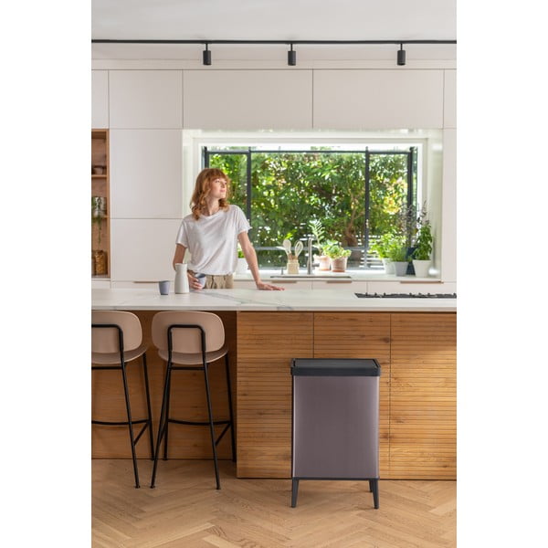 Rožnat koš za smeti na dotik iz reciklirane plastike 54 l Verto High – Curver-image-3