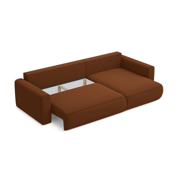 Žametna raztegljiva/s prostorom za shranjevanje kotna sedežna garnitura v barvi terakote (desni kot/z ležalnikom) Kapua – Makamii-image-3