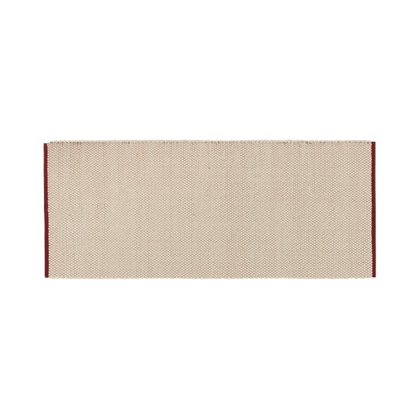 Rdeč/bež ročno tkan volnen tekač 80x170 cm Lenu – noo.ma