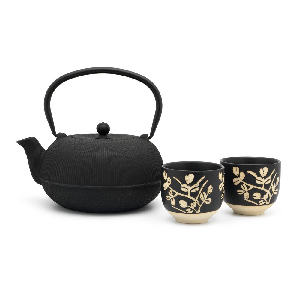 Črn porcelanast/litoželezni čajni servis Sichuan