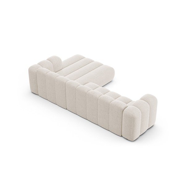 Kremno bela kotna sedežna garnitura iz šenilje (desni kot/z ležalnikom) Lupine – Micadoni -image-3