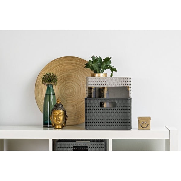 Temno siva košara za shranjevanje iz reciklirane plastike Country - Rotho-image-3