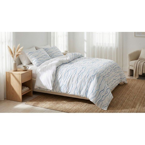 Bela posteljnina za zakonsko posteljo 200x200 cm Serenity – Mijolnir