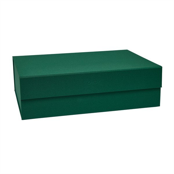 Temno zelena kartonasta škatla za shranjevanje s pokrovom 45x33x15 cm Hako – OYOY Living Design
