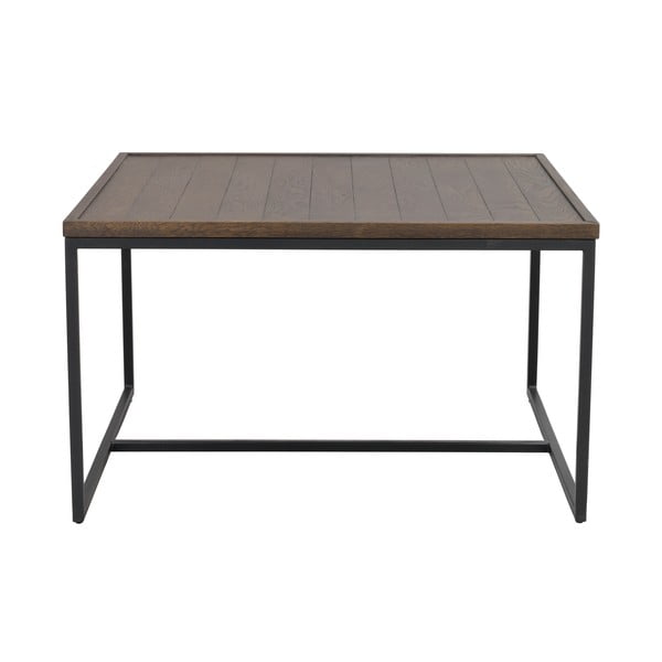 Temno rjava mizica s hrastovo mizno ploščo ø 80 cm Deerfield – Rowico