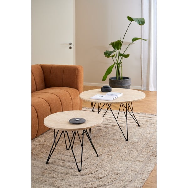 Okrogla stranska mizica z mizno ploščo v marmornem dekorju ø 55 cm Prunus – Actona-image-1