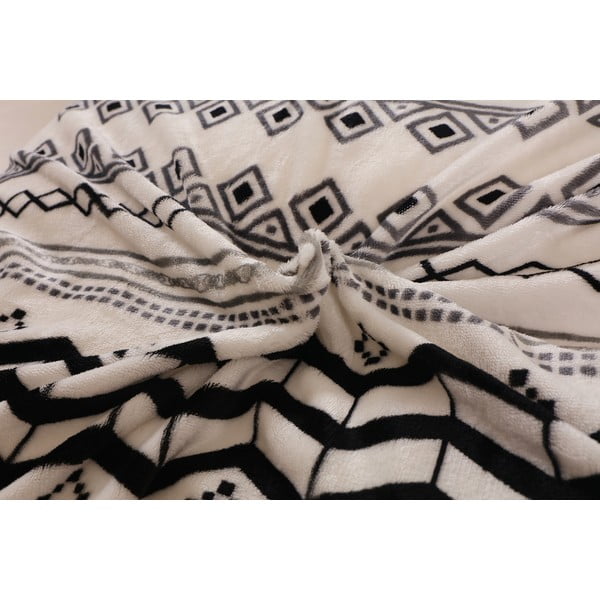 Črna/kremno bela enojna posteljnina iz mikropliša 140x200 cm – My House-image-1