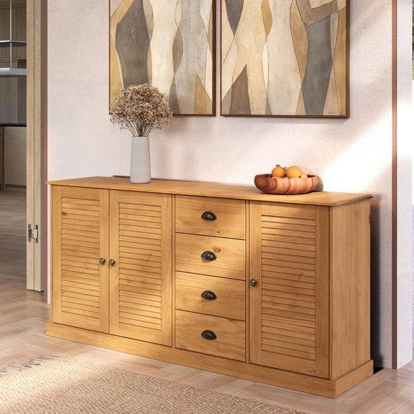 Komoda iz masivnega bora v svetli naravni barvi 166x80x38 cm Edith – Støraa-image-1