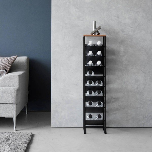 Črno kovinsko držalo za vino za 16 steklenic 20x88,5x19 cm Tower – YAMAZAKI-image-1