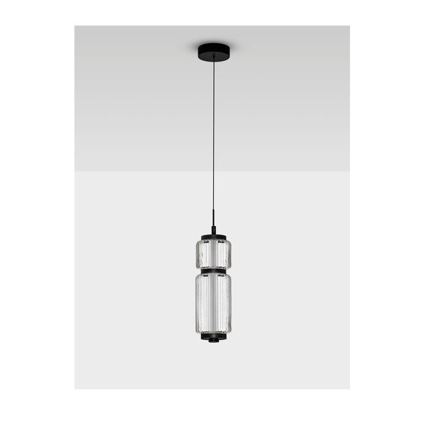 Mat črna steklena LED viseča svetilka ø 12 cm Liesa – Nova Luce-image-4