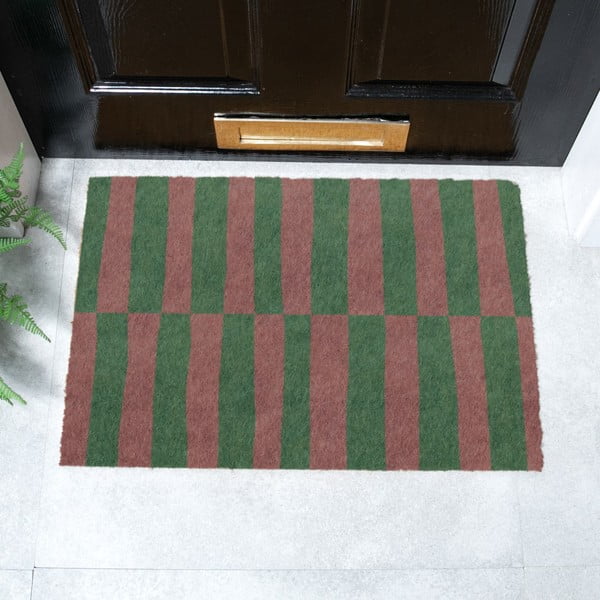 Predpražnik iz kokosovih vlaken 40x60 cm Pink & Green Half Stripes – Artsy Doormats-image-2