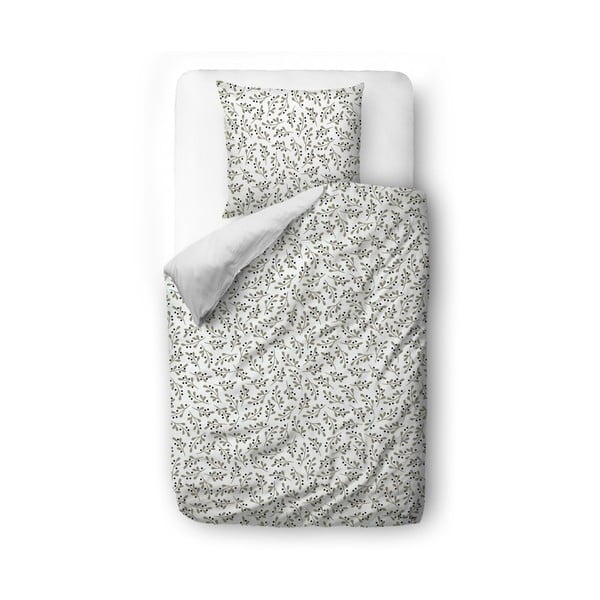 Bela/siva enojna posteljnina iz bombažnega satena 140x200 cm Mistletoe Kiss – Butter Kings