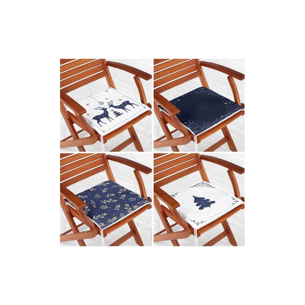 Sedežne blazine z božičnim motivom v kompletu 4 ks 40x40 cm Blue Christmas