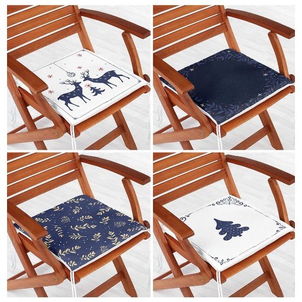 Sedežne blazine z božičnim motivom v kompletu 4 ks 40x40 cm Blue Christmas – Mila Home