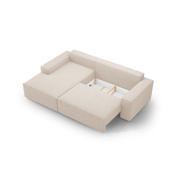 Bež raztegljiva kotna sedežna garnitura iz tkanine bouclé (levi kot) Jodie – Micadoni Home-image-4