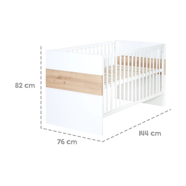 Otroška posteljica v beli in naravni barvi 70x140 cm Lion – Roba-image-2