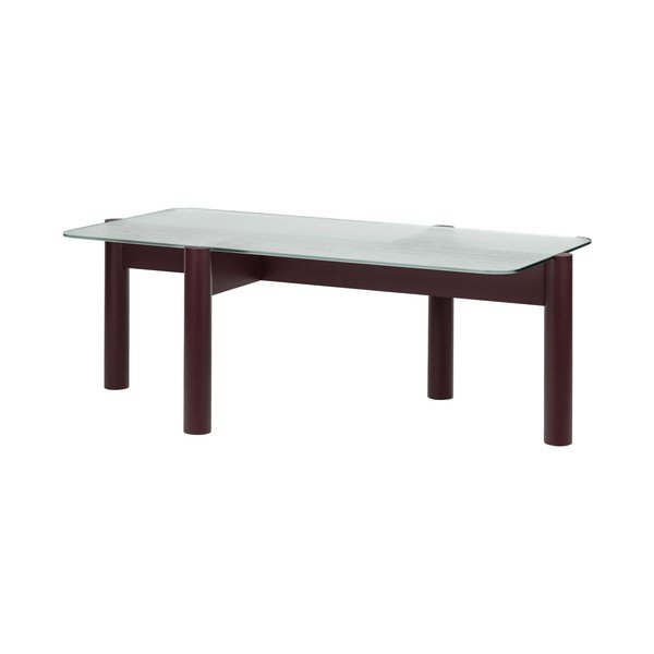 Bordo rdeča klubska mizica s stekleno mizno ploščo 55x105 cm Kob – noo.ma