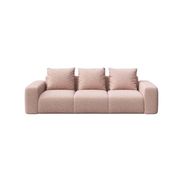 Svetlo rožnata sedežna garnitura iz tkanine bouclé 287 cm Feiro – MESONICA