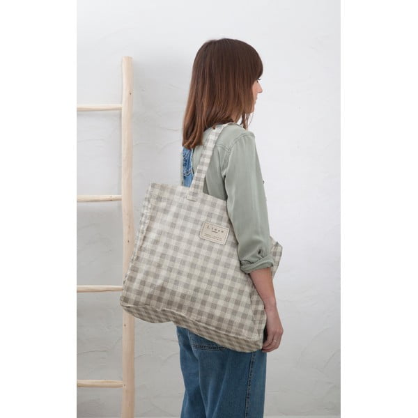 Torba iz blaga Couture Linen Bag Grey Vichy-image-1