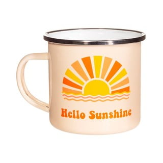 Oranžno-bela emajlirana skodelica Sass & Belle Hello Sunshine, 350 ml