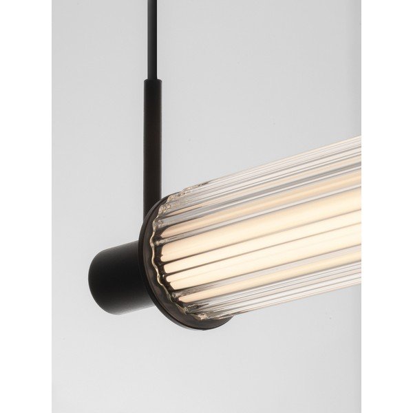Mat črna aluminijasta LED zatemnitvena viseča svetilka s steklenim senčilom Glovia – Nova Luce-image-3