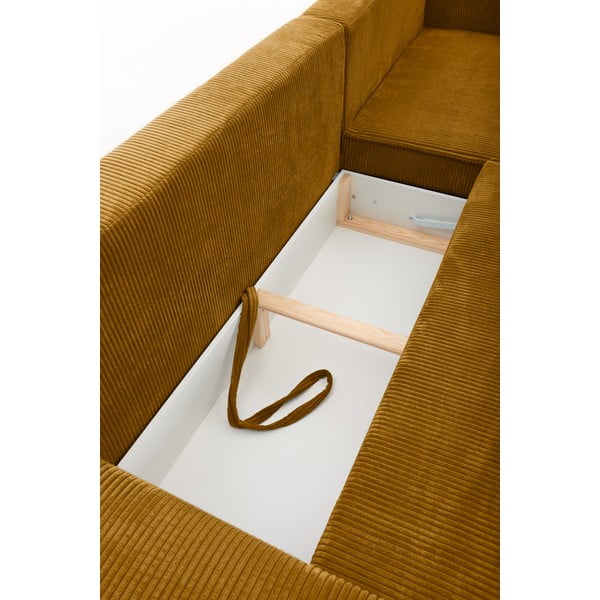 Gorčično rumena kotna raztegljiva sedežna garnitura Bonami Selection Bowie-image-1