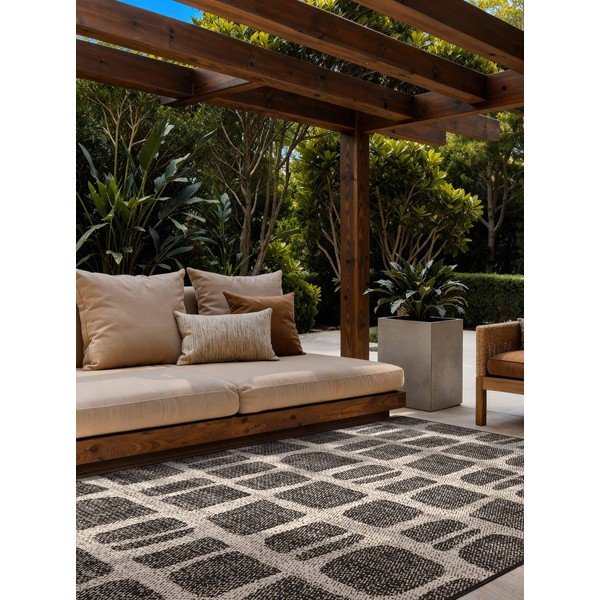 Črna/kremno bela notranja in zunanja preproga 120x170 cm Haringey Ruskin – Ted Baker-image-1