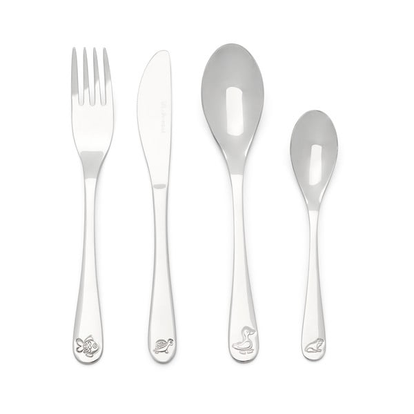 Otroški jedilni pribor iz nerjavečega jekla v srebrni barvi 4 ks Water life – Zilverstad-image-2
