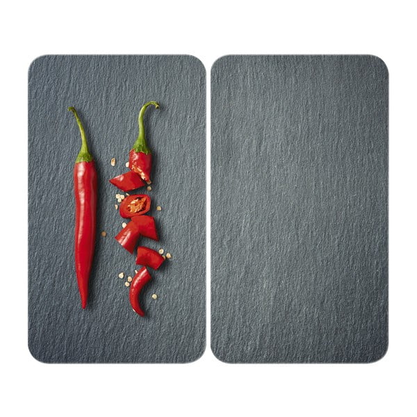 Komplet 2 steklenih pokrovov za štedilnik Wenko Cayenne, 52 x 30 cm