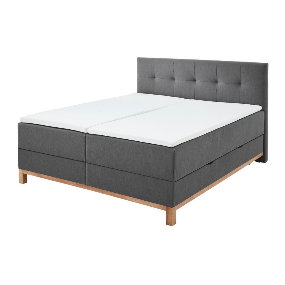 Temno siva boxspring postelja s prostorom za shranjevanje 180x200 cm Catania