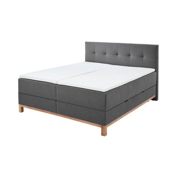 Temno siva boxspring postelja s prostorom za shranjevanje 180x200 cm Catania - Meise Möbel
