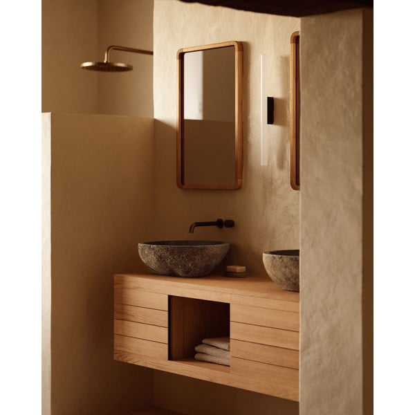 Nizka stenska omarica za pod umivalnik iz masivnega tika 120x40 cm Yenit – Kave Home-image-3