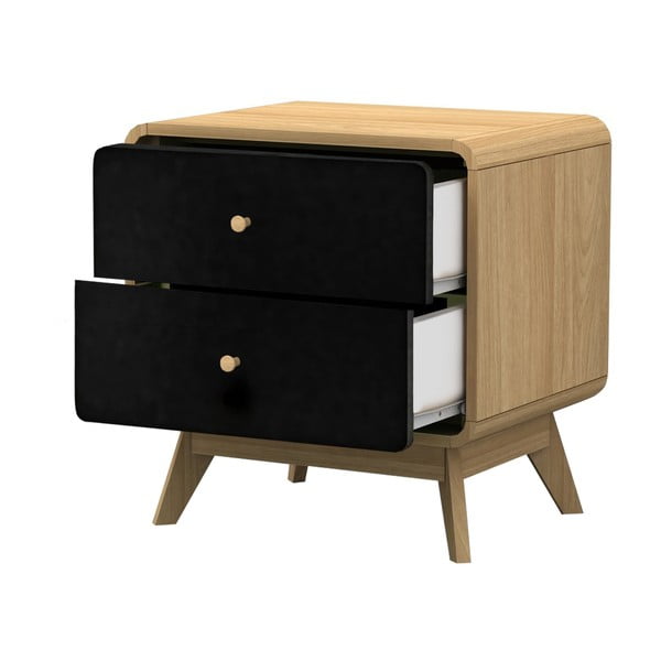 Črna nočna omarica v hrastovem dekorju Cassie - Støraa -image-2