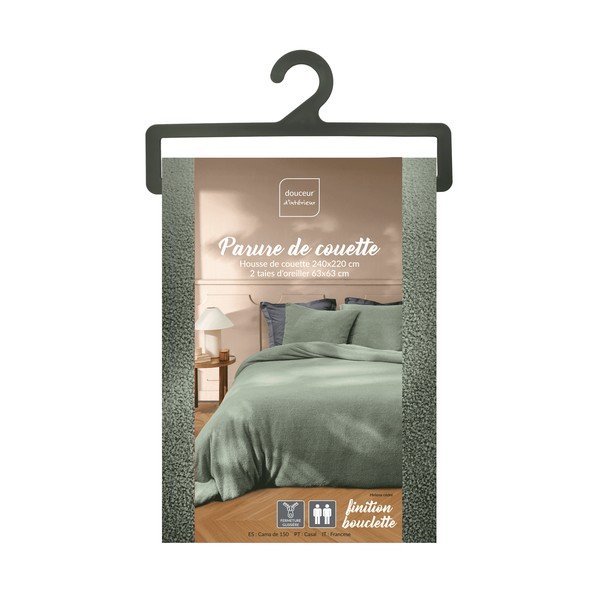 Zelena podaljšana posteljnina za zakonsko posteljo iz mikropliša 240x220 cm Helena – douceur d'intérieur-image-4