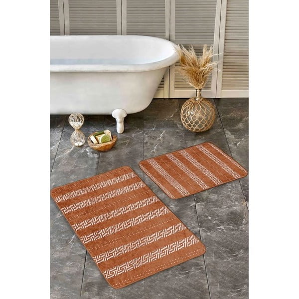 Rjave žametne kopalniške preproge v kompletu 2 ks 60x100 cm – Mila Home-image-4