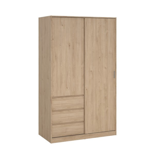 Garderobna omara v hrastovem dekorju z drsnimi vrati v naravni barvi 119x200x60 cm Naia – Tvilum-image-2